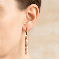 Natural Jasper Stacked Tube Dangle Earrings