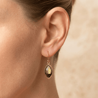 Gold Labradorite Marquise Drop Earrings