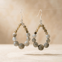 Natural Labradorite Beaded Drop Earrings