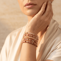 Natural Rose Quartz Leather Wrap Bracelet