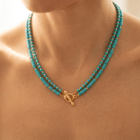 Turquoise Howlite Gold Beaded Layered Necklace