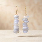Purple Agate Gold Stack Drop Earrings