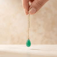 Green Onyx Gold Teardrop Thread Earrings
