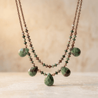 Natural Agate Teardrop Beaded Layered Necklace