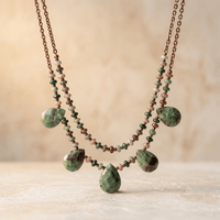 Natural Agate Teardrop Beaded Layered Necklace