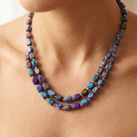 Bohemian Purple Turquoise Cushion Bead Necklace