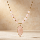 Rose Quartz Gold Arrow Pendant Necklace