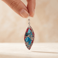 Imperial Jasper Teardrop Silver Drop Earrings
