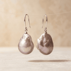 Elegant Silver Baroque Freshwater Pearl Earrings