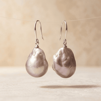 Elegant Silver Baroque Freshwater Pearl Earrings