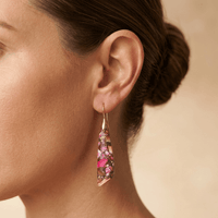 Pink Tourmaline Gold Drop Earrings