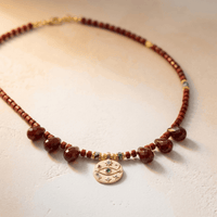 Red Jasper Gold Egyptian Eye Charm Necklace