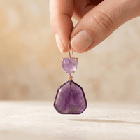 Natural Purple Amethyst Rose Gold Drop Earrings