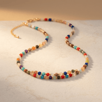 Colorful Gemstone Gold Chain Necklace