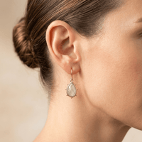Green Fluorite Gold Teardrop Drop Earrings
