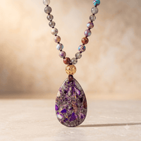 Purple Jasper Natural Stone Teardrop Necklace