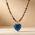 Blue Lapis Heart Gold Beaded Necklace