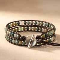 Handmade Indian Agate Leather Wrap Bracelet