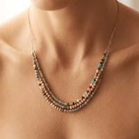 Colorful Gemstone Gold Beaded Layered Necklace