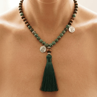 Natural Tiger Eye African Turquoise Mala Necklace