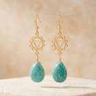 Spiritual Chakra Gold Amazonite Drop Earrings