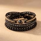 Black Lava Stone Hematite Wrap Bracelet