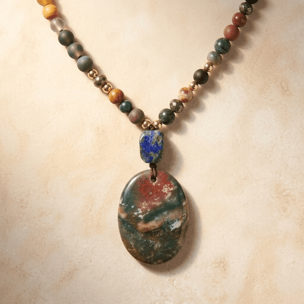 Natural Gemstone Beaded Pendant Necklace