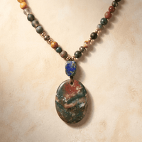 Natural Gemstone Beaded Pendant Necklace