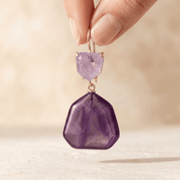 Natural Purple Amethyst Rose Gold Drop Earrings