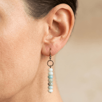 Natural Amazonite Brass Circle Drop Earrings