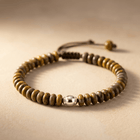 Natural Jasper Disc Beads Silver Accent Bracelet