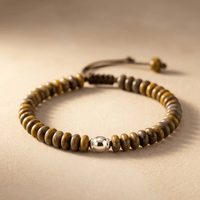 Natural Jasper Disc Beads Silver Accent Bracelet
