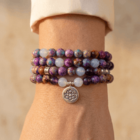 Purple Amethyst Jasper Beaded Mala Bracelet
