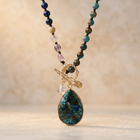 Ocean Jasper Amethyst Gold Teardrop Necklace