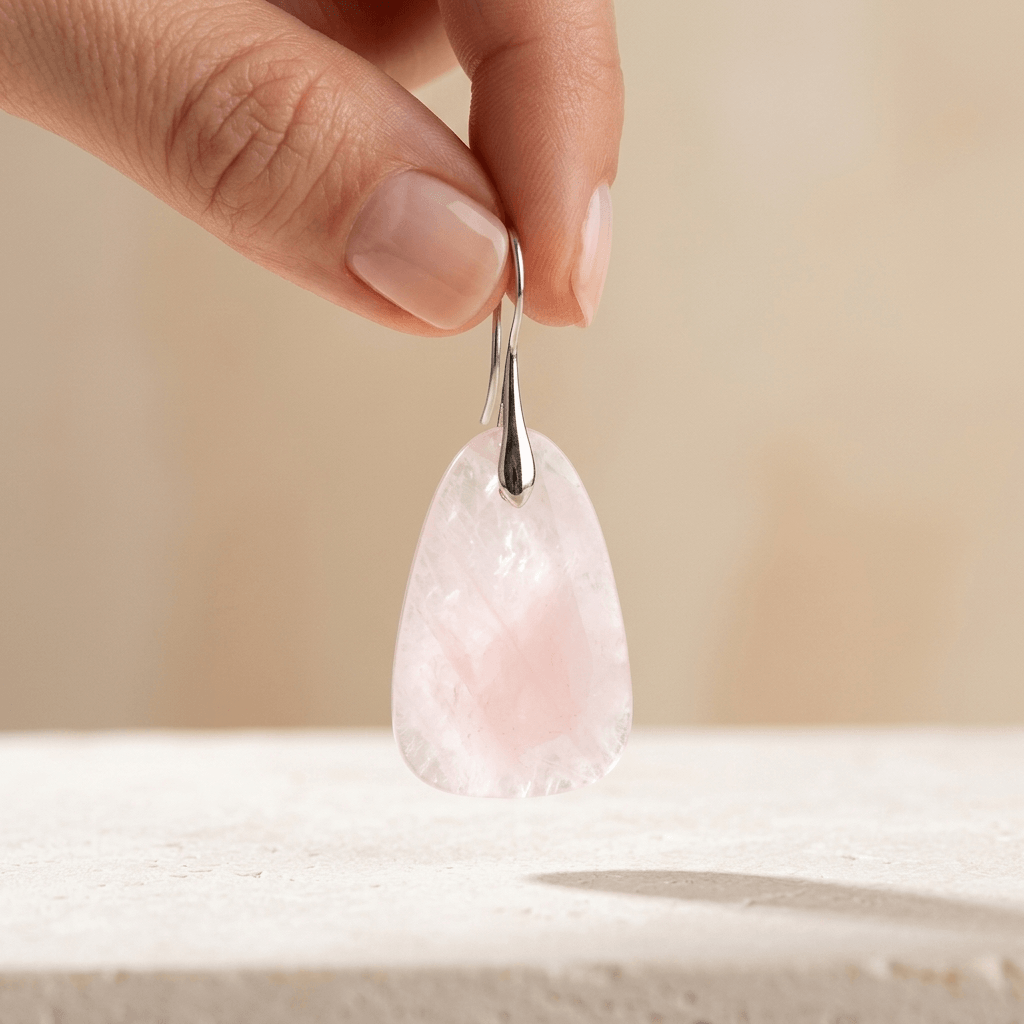 Rose Quartz Sterling Silver Teardrop Earrings