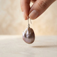 Elegant Silver Baroque Freshwater Pearl Earrings