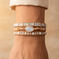 Moonstone Gold Oval Wrap Bracelet