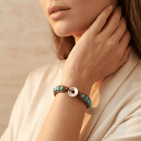 Turquoise Jasper Silver Button Wrap Bracelet