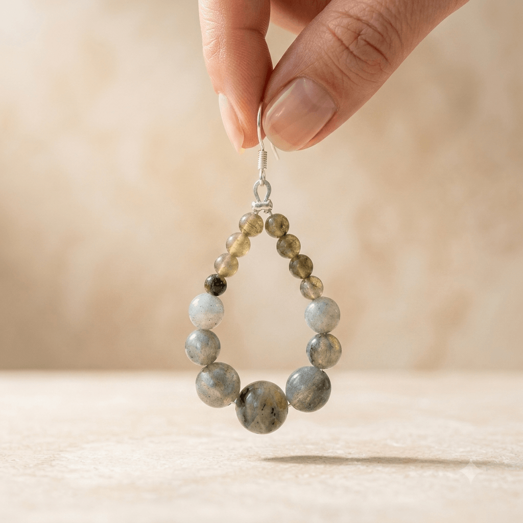 Natural Labradorite Beaded Drop Earrings