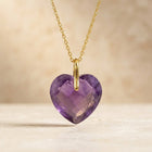 Gold Amethyst Faceted Heart Necklace