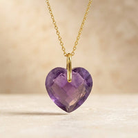 Gold Amethyst Faceted Heart Necklace