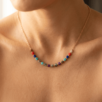 Colorful Gemstone Gold Chain Necklace
