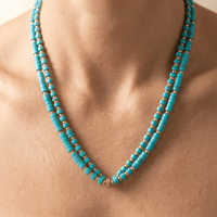 Turquoise Howlite Gold Beaded Layered Necklace