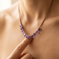 Amethyst Teardrop Brass Bead Necklace