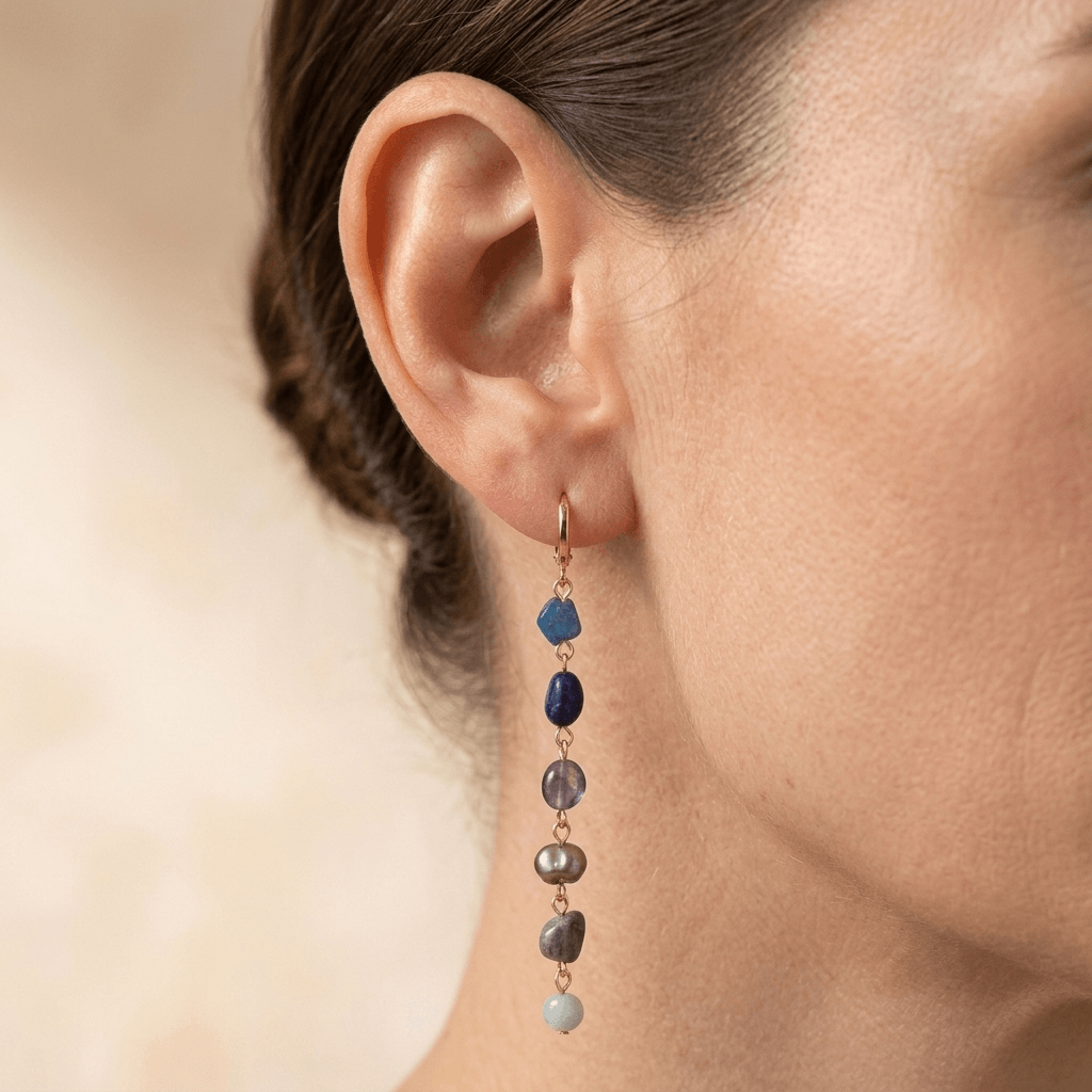 Chakra Gemstone Gold Drop Earrings