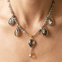 Natural Labradorite Teardrop Beaded Necklace