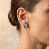 Natural Labradorite Gold Oval Stud Earrings