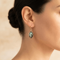 Gold Labradorite Marquise Drop Earrings