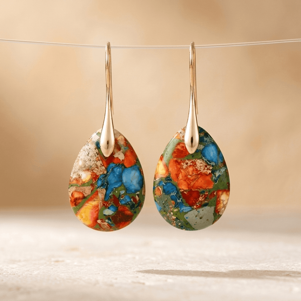 Colorful Resin Gold Teardrop Earrings
