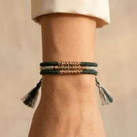 Blue White Green Woven Rope Wrap Bracelet
